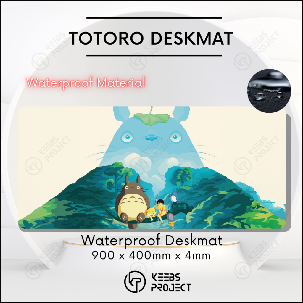 Totoro Deskmat WATERPROOF (900 มม. x 400 มม. x 4 มม.) แผ่นรองเมาส์/แผ่นรองเมาส์