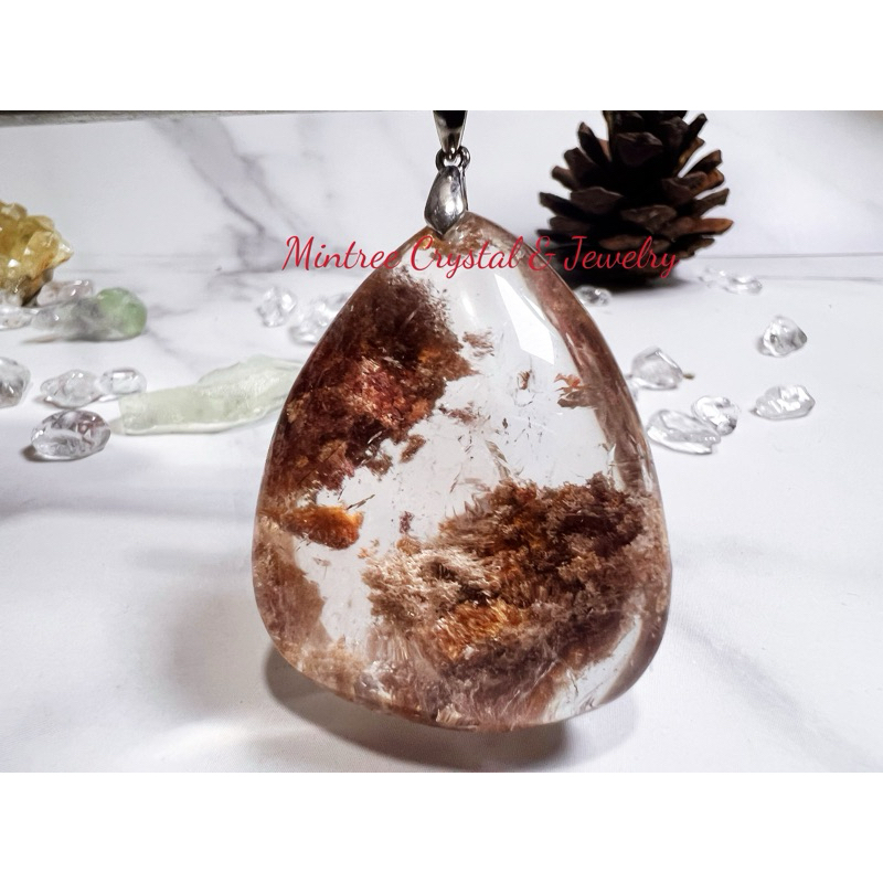 จี้ผีแดงธรรมชาติ (S925 จี้ตะขอ) สตรอเบอร์รี่สีแดงธรรมชาติ จี้ จี้ (S925银扣头) 30 มม. (28 กรัม) (RPP000