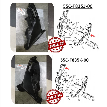 YAMAHA LC135 V2 V3 V4 V5 V6 V7 ด้านหน้าฝาครอบด้านล่างภายใน KEPUK SAMPAN 55C-F835J-00 / 55C-F835K-00