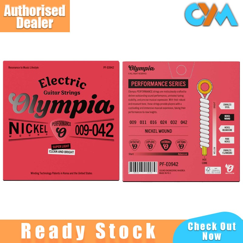 Olympia กีตาร์ไฟฟ้า Full Strings Super Light PF-E0942 แผลนิกเกิล 009-042 Clean Bright