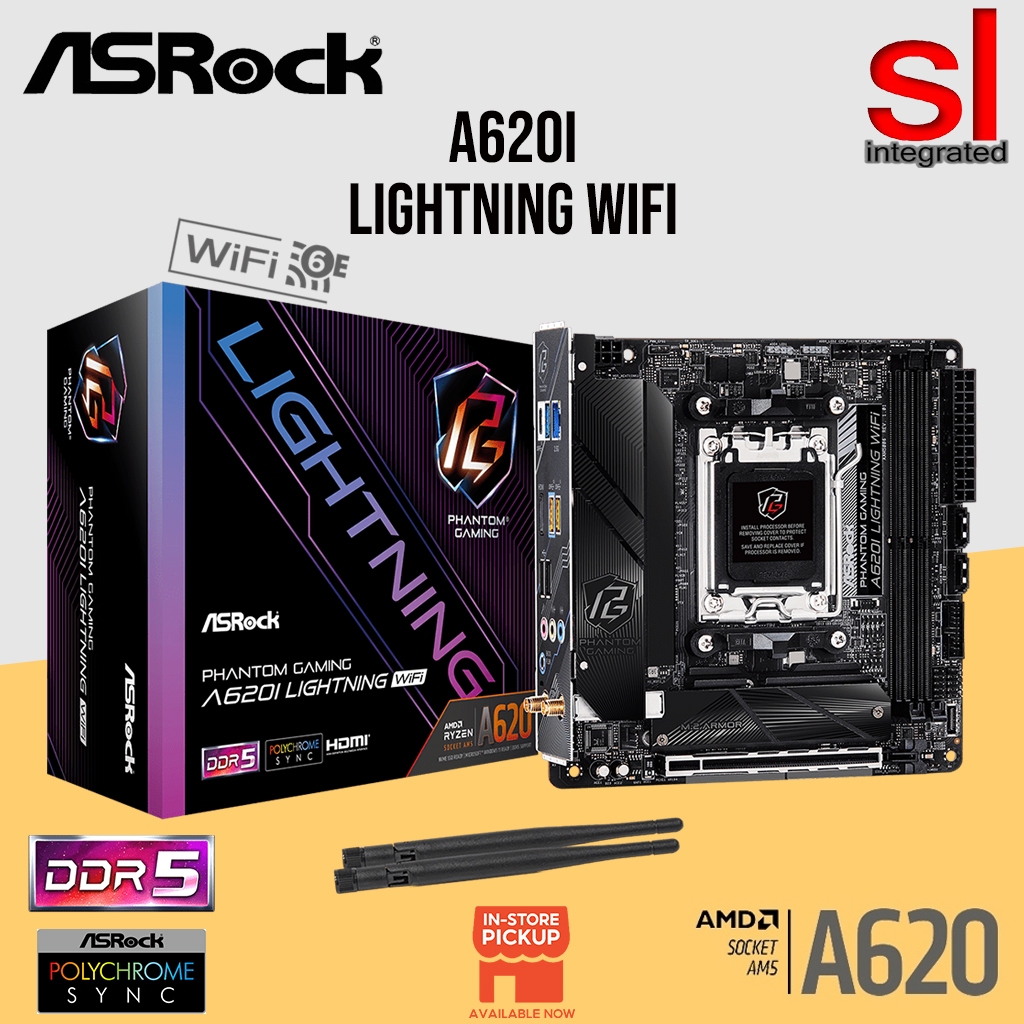 ASRock A620I Lightning WiFi Mini-ITX AM5 เมนบอร์ดสําหรับเล่นเกม