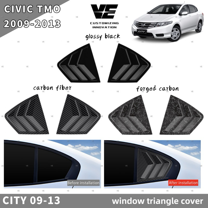 Vemart Honda city tmo 2009-2013 อุปกรณ์เสริมฝาครอบหน้าต่างสามเหลี่ยมรถยนต์