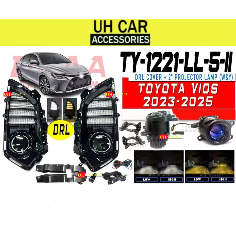 TOYOTA VIOS 2023 2024 2025 LED DRL DAYLIGHT PROJECTOR FOG LAMP LIGHT LIGHTS LED