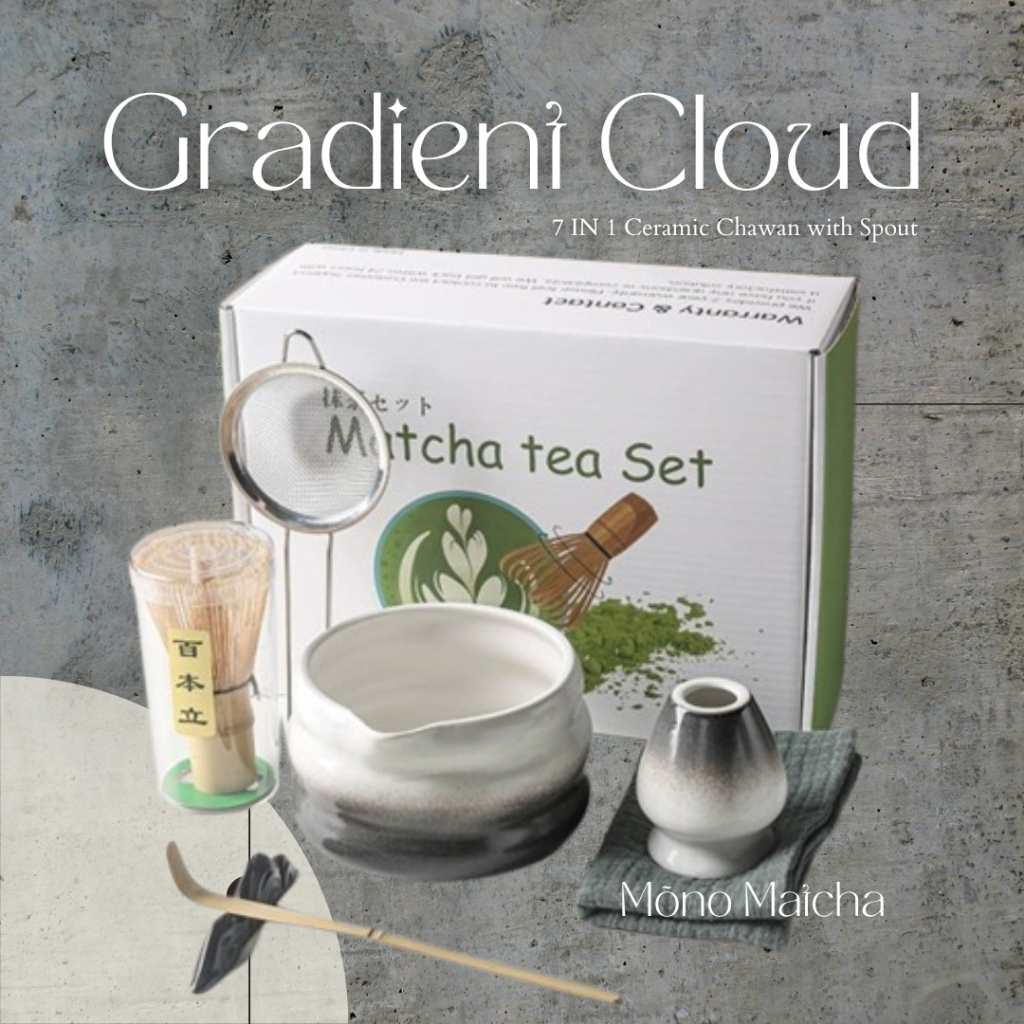 M套装no Matcha 7 IN 1 ชุดมัทฉะญี่ปุ่น - Gradient Cloudsh & Tools with Spout Box City Powder Tea7件套 - 云