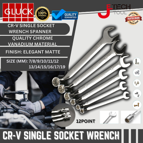 JETECH TOOL CR V SINGLE SOCKET WRENCH TW 07-19 (7mm-19mm)