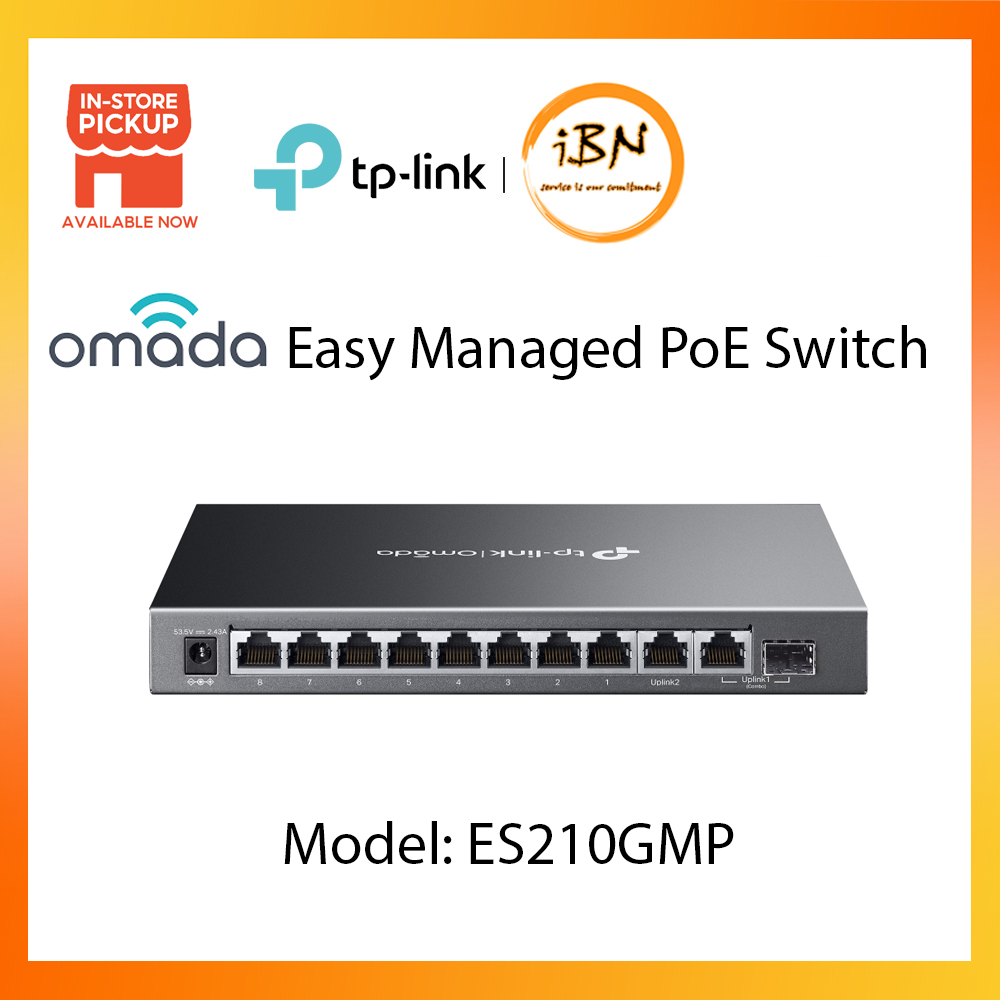 TP-Link ES210GMP Omada 10-Port Gigabit Easy Managed Switch พร้อม 8-Port PoE+ @ IBN