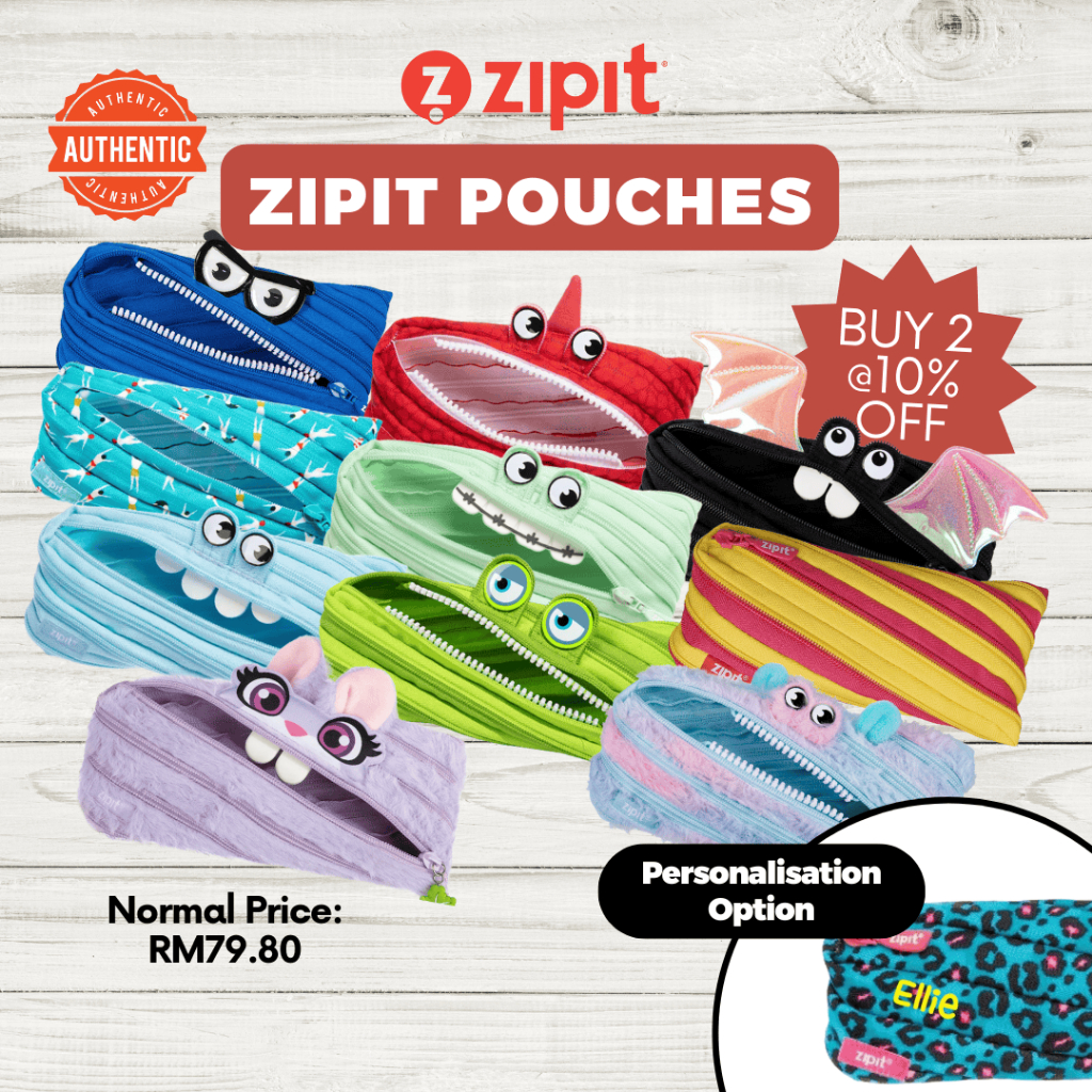 กระเป๋าใส่ดินสอ Zipit Assorted Pouch Pencil Case School Beg-kids Sekolah