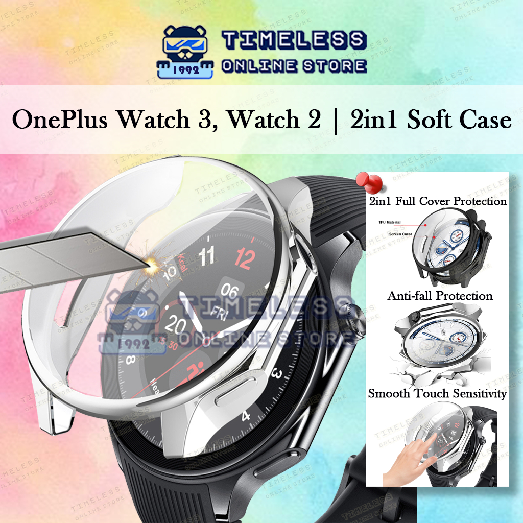 🇲🇾 OnePlus Watch 3, เคสป้องกันนาฬิกา 2, เคสป้องกันแบบนุ่ม 2in1 พร้อมฝาครอบหน้าจอ, One Plus Watch3 Wa