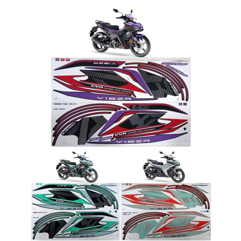 (STRIPE) Y16ZR BODY COVER STICKER STRIPE COVER SET Y16ZR V2 ABS (3) GREY BLUE PURPLE Y16ZR 2024