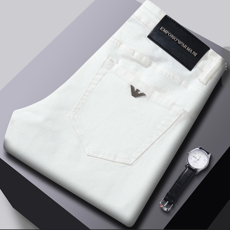 ผู้ชาย 9672 Armanii White Jeans Stretchable Jeans (Size 28-38)
