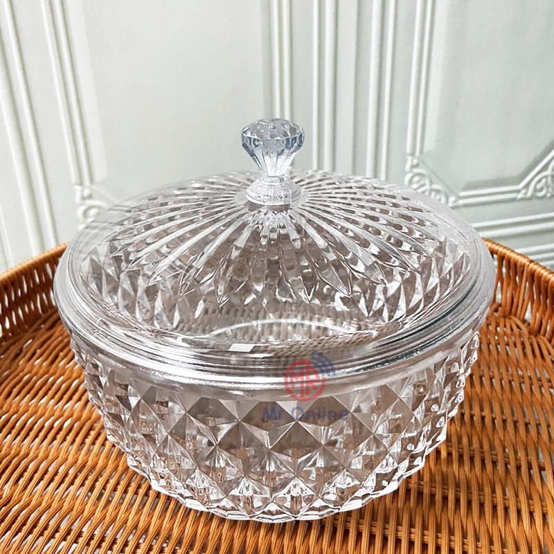 ชามคริสตัลใสพร้อมฝาครอบPS3535-A1/พลาสติกอะคริลิคถาดขนมขนมขบเคี้ยวคอนเทนเนอร์ 2L/ Candy Sweets ถาด