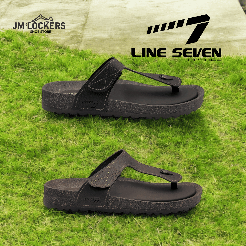 LINE 7 รองเท้าแตะหนังผู้ชายสังเคราะห์/รองเท้าแตะ/Selipar Lelaki/Sandal Lelaki L7-E3009