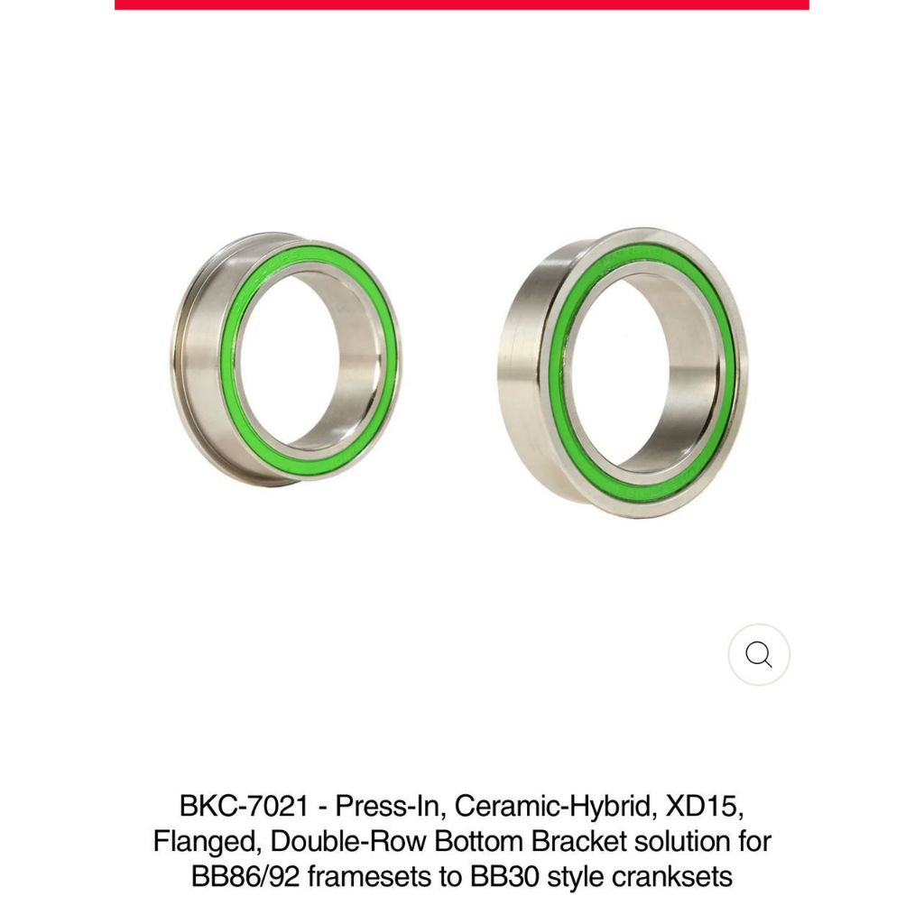 ENDURO TORQTITE BB86/92 TO 30mm XD-15 Press-In Ceramic-Hybrid BB30 STYLE Crankset - BKC-7021