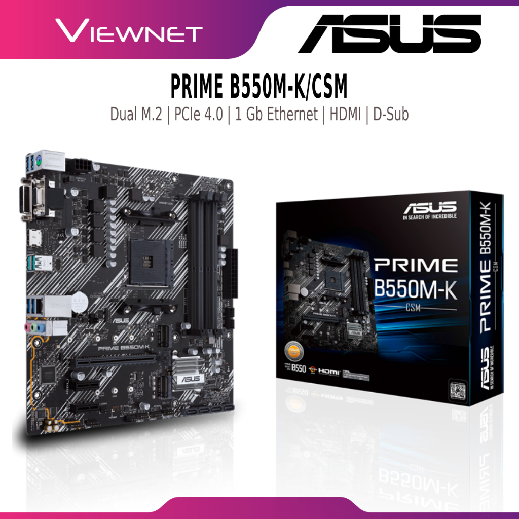 ASUS PRIME B550M-K CSM AM4 MOTHERBOARD COMBO PROCESSOR AMD AM4 RYZEN 5 5500 / AMD AM4 RYZEN 5 5600G 