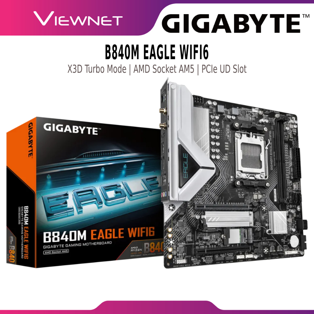GIGABYTE AMD AM5 B840M EAGLE WIFI6 MOTHERBOARD COMBO PROCESSOR RYZEN 5 7500F RYZEN 7800X3D RYZEN 7 9
