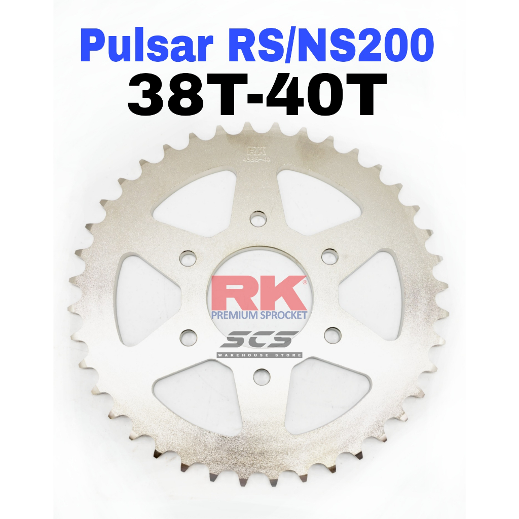 RK สเตอร์หลัง MODENAS Pulsar NS / RS 200 RK 38T / 39T / 40T NS200 RS200 Pulsar200 Spoket Belakang เก