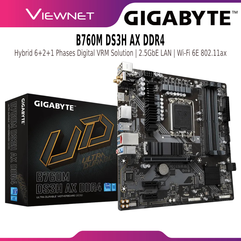GIGABYTE B760M DS3H AX DDR4 D4 1700 MOTHERBOARD COMBO PROCEESOR INTEL I3- 12100 / I5- 12400 /12400F 