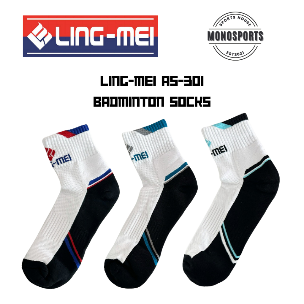 Ling Mei ถุงเท้าแบดมินตันผ้าฝ้ายหวีป้องกันแบคทีเรีย AS-301
