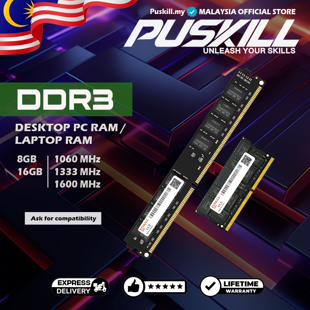 PUSKILL DDR3 4GB/8GB DESKTOP/ RAM