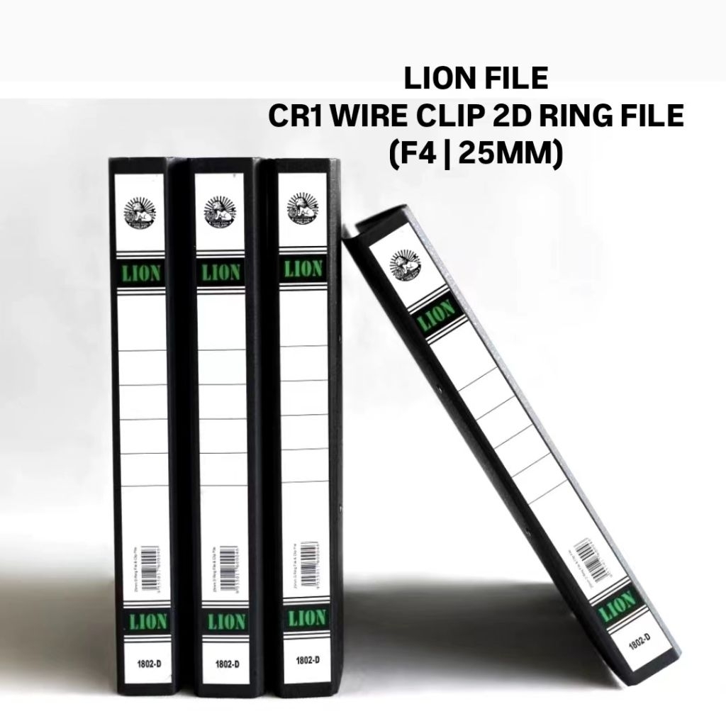 (3PCS) LION FILE CR1 F4 25 มม.คลิปลวด 2D แหวนแฟ้ม Lever Arch แฟ้ม X 3 ชิ้น