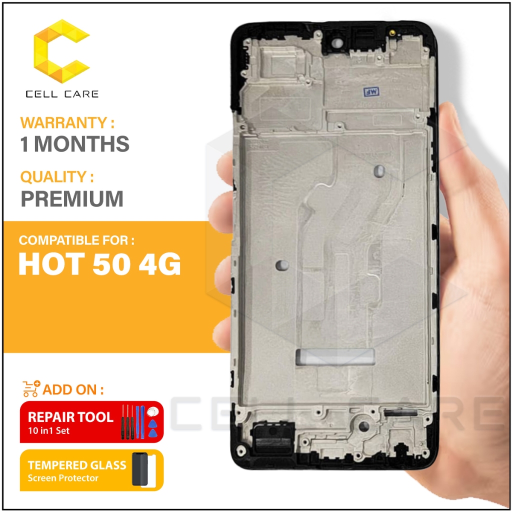 กรอบ LCD สําหรับ INFINIX HOT 50 4G X6882 (กรอบตัวเรือนด้านหน้า)