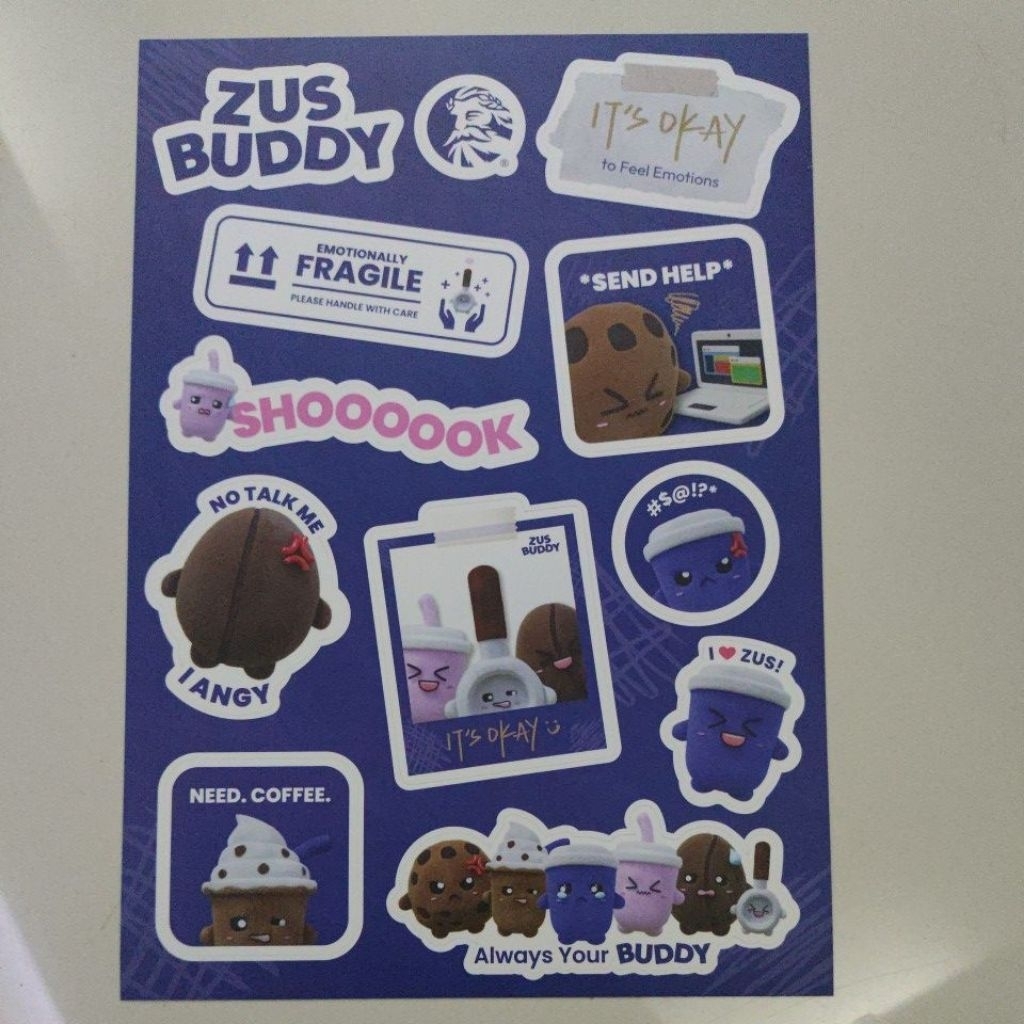 Limited Edition ZUS BUDDY Sticker- ขอรู้สึกอารมณ์โดย Zus Coffee/Meowcha 3D Sticker
