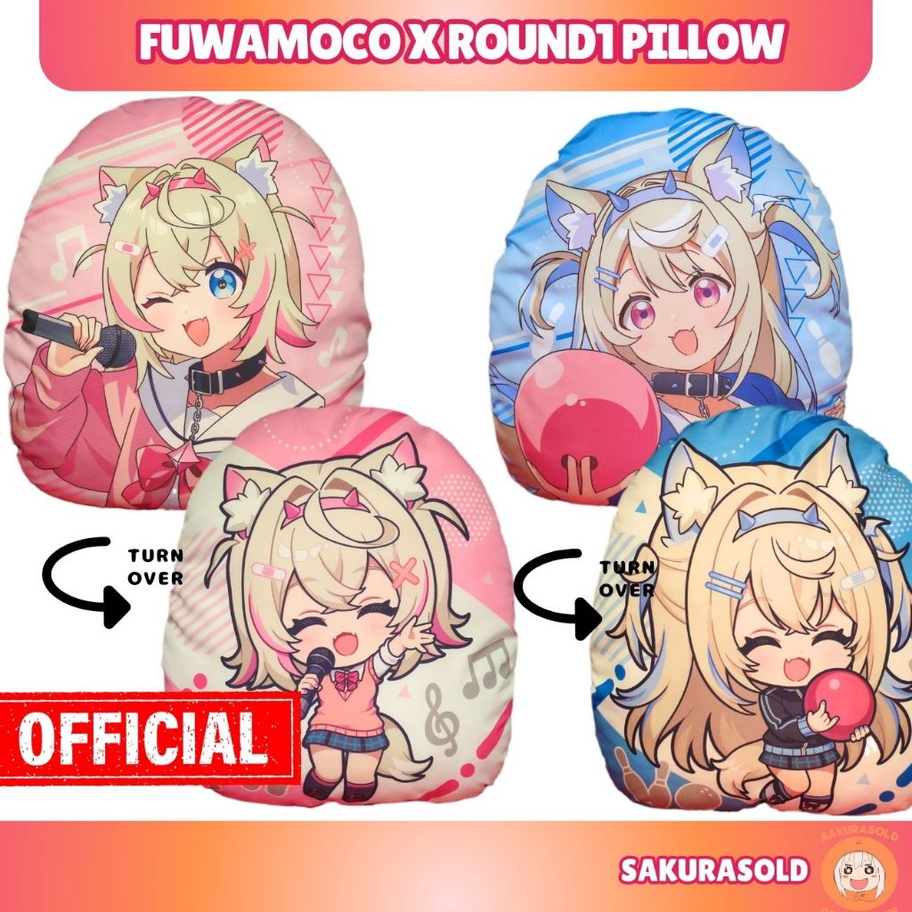 หมอน Hololive Fuwamoco Hololive หมอน Fuwawa Mococo อย่างเป็นทางการ 40 ซม.