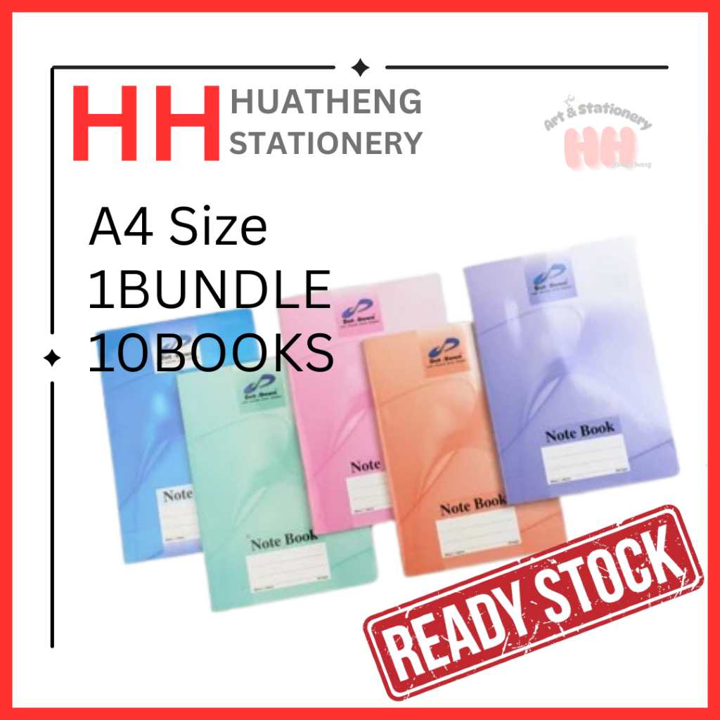 Dot Down Note Book DD1104 A4 Note Book 80pgs / 100pgs / 120pgs / 160pgs / 200pgs (1Bundle/10Books)