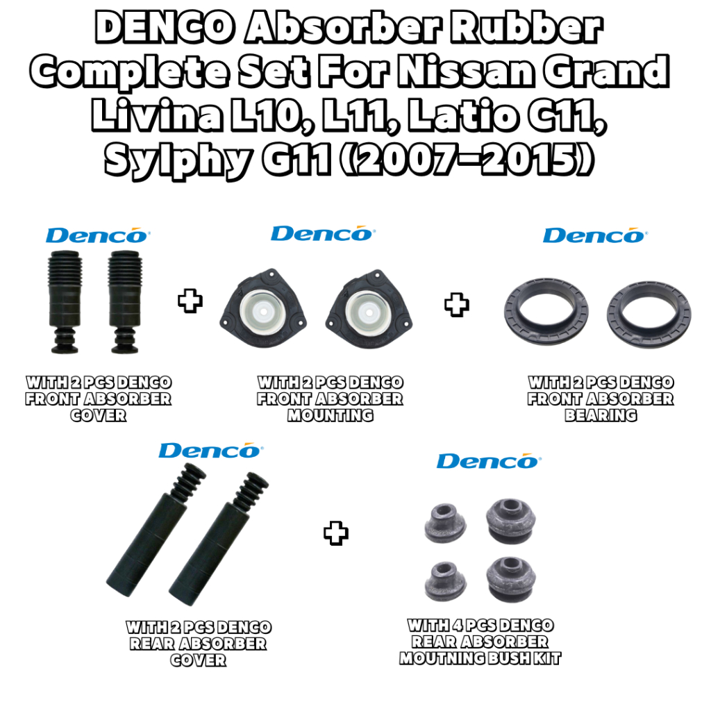 Denco Nissan Grand Livina L10, L11, Latio C11, Sylphy G11 สําหรับฝาครอบโช้คอัพ/Mounting Complete Set