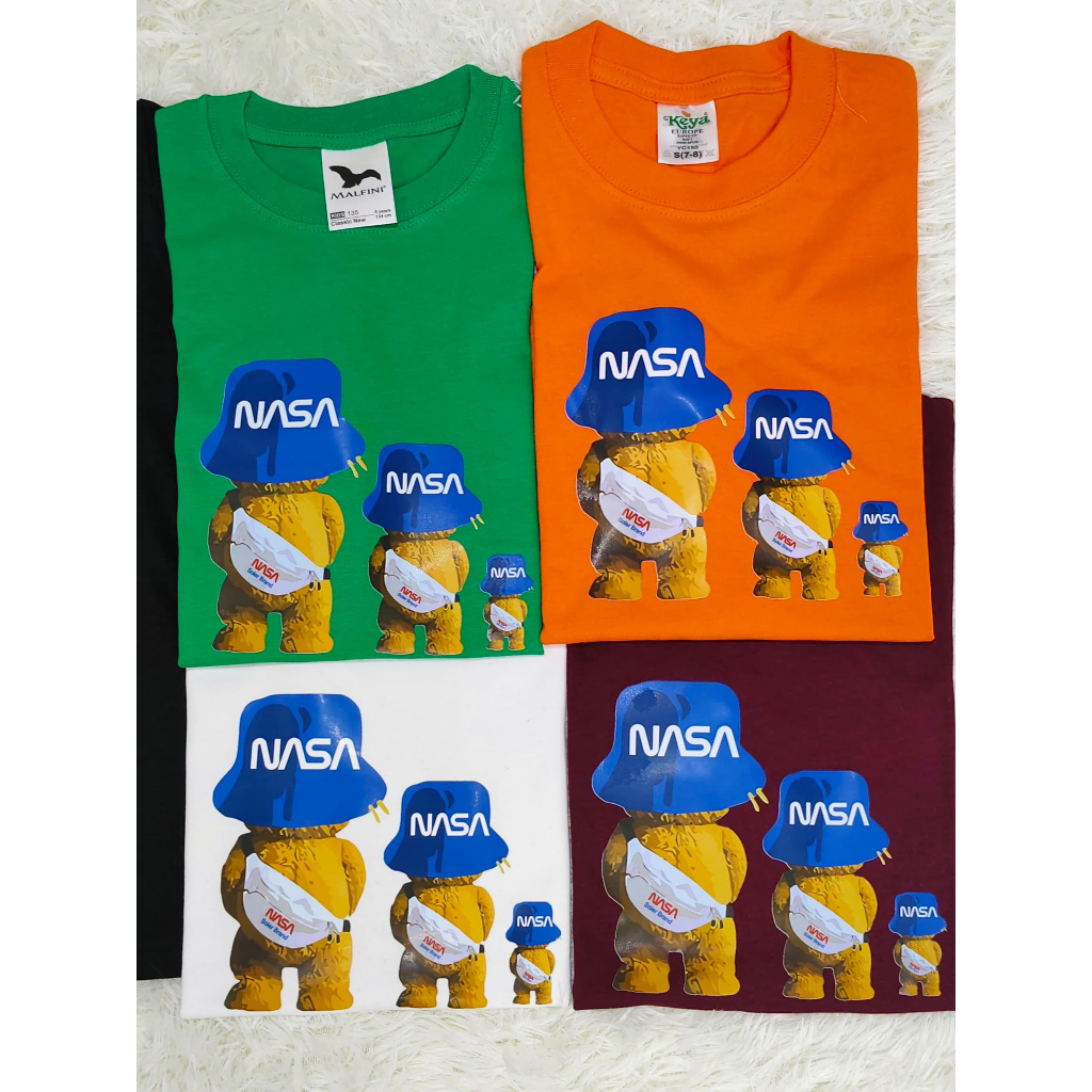 BARE BEAR เสื้อยืดโลโก้ NASA เสื้อยืดเด็ก (2-14 ปี) เด็กผู้หญิง