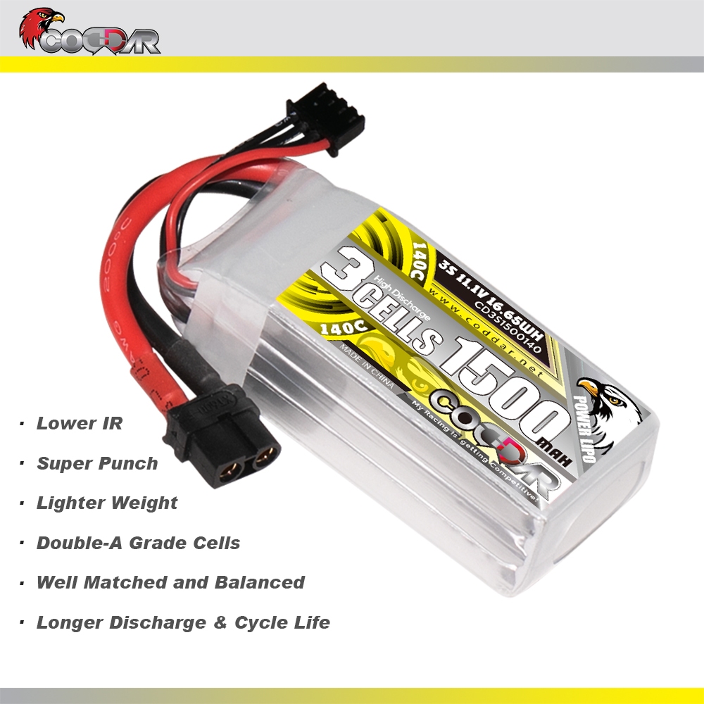 CD3S1500140 // Coddar 3S 11.1V 1500mAh 140C XT60 LiPo Battery