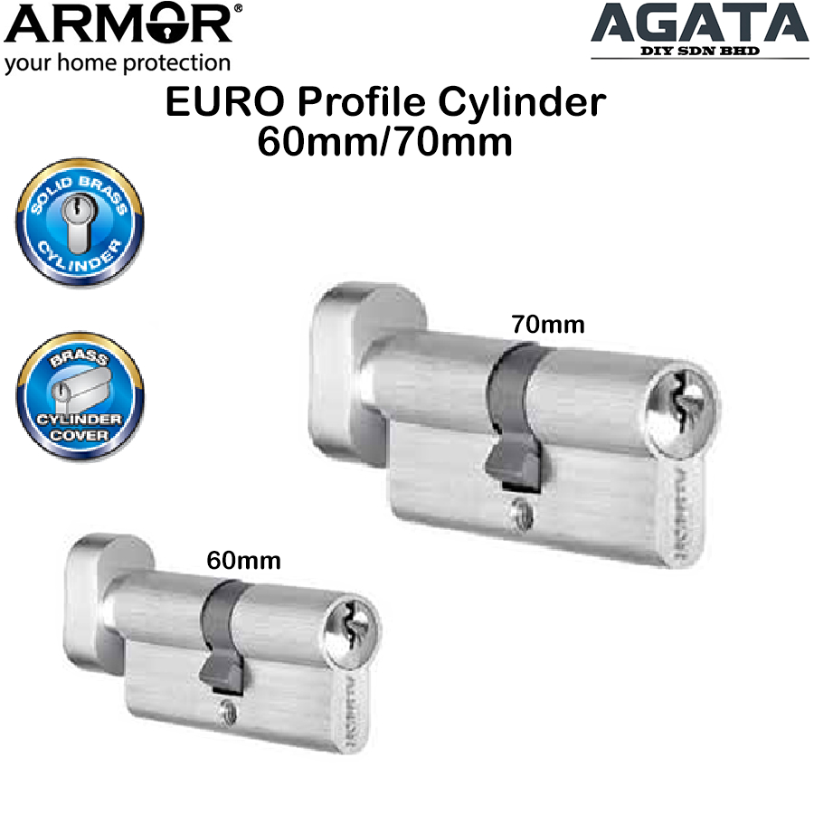 เกราะ EURO PROFILE SOLID BRASS THUMTURN & KEY CYLINDER / DOUBLE KEY CYLINDER APC-AS60/70MM, APC-AD60