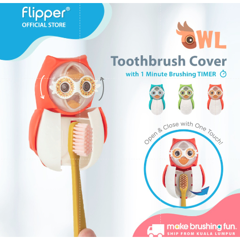 Flipper OWL ที่ใส่แปรงสีฟัน Wide-Eyed 1 นาที Sand Timer ส่งเสริม Good Brushing Habitas