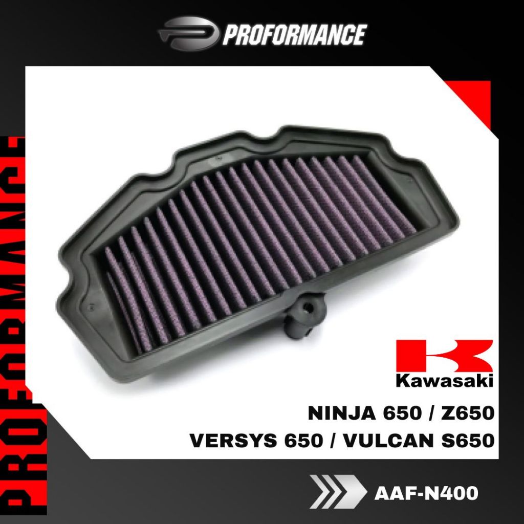 PROFORMANCE Racing กรองอากาศไหลสูงสําหรับ Kawasaki Ninja 650 / Z650 / Z650RS / Versys 650 / Vulcan S