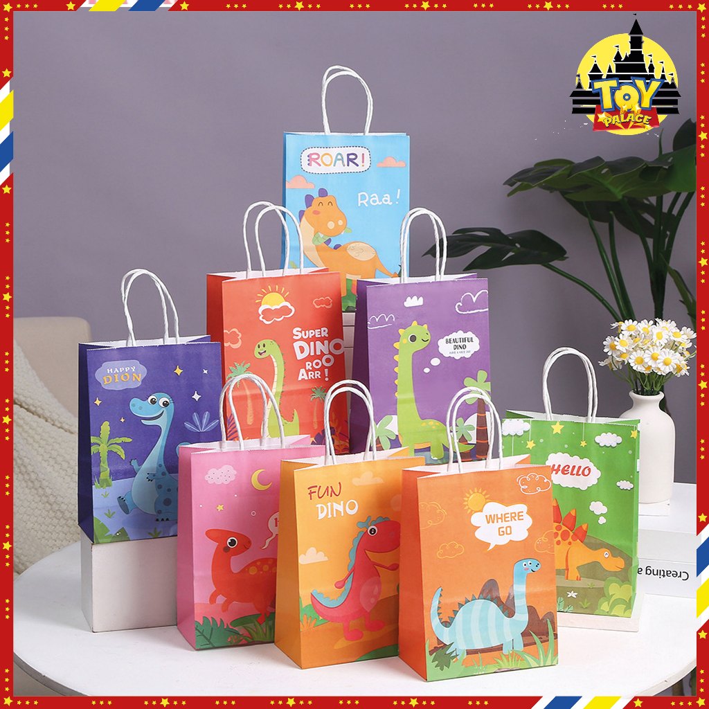 My Dinosaur Handle Paper Bag Birthday Bag Goodies Bag Pattern Paper Bag Birthday