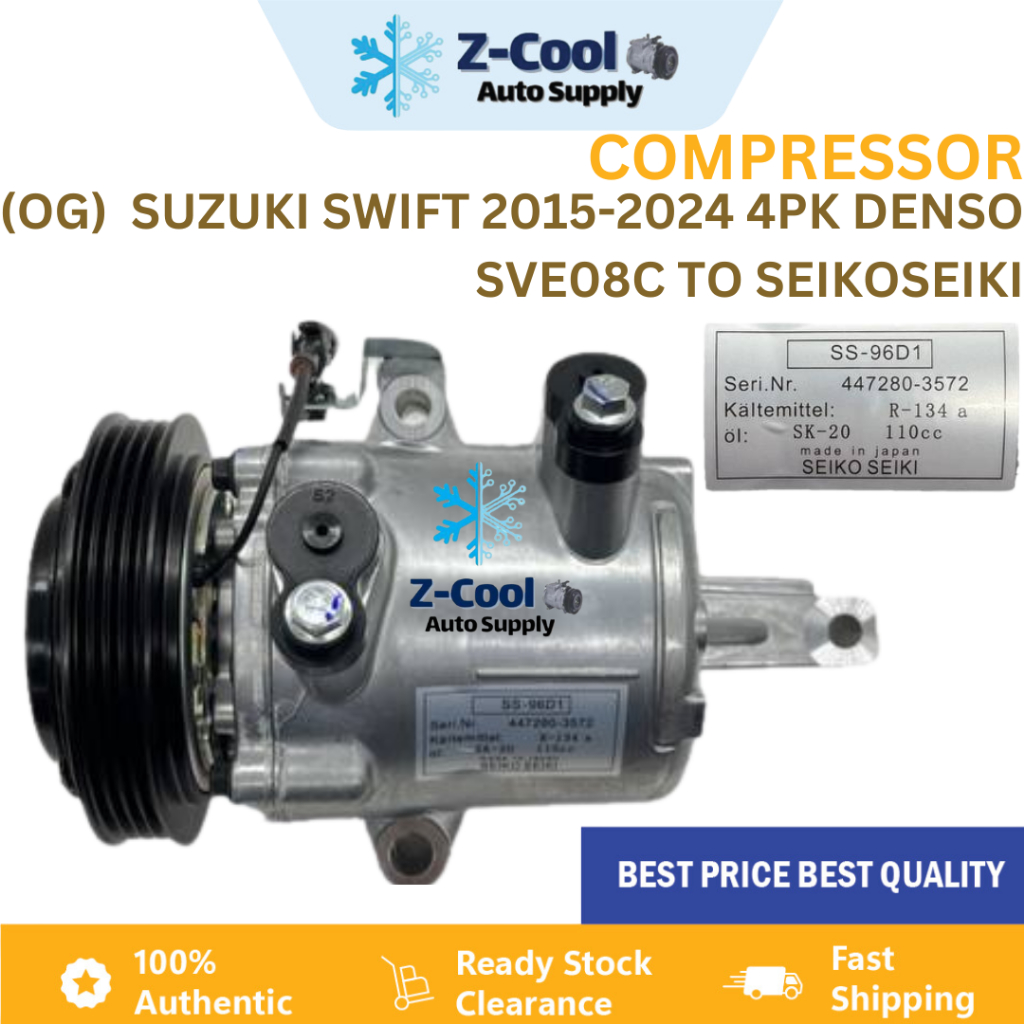 คอมเพรสเซอร์ NEW SEIKO SEKI Suzuki Swift Zc33s Zc83c 3572 2015-2024 4pk