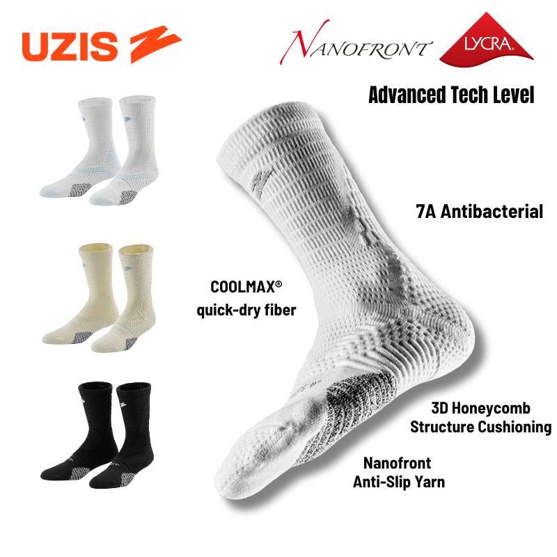 UZIS Stokin Bola Keranjang ถุงเท้าบาสเก็ตบอล Lycra Anti-slip Coolmax Sport Socks - YU FENG