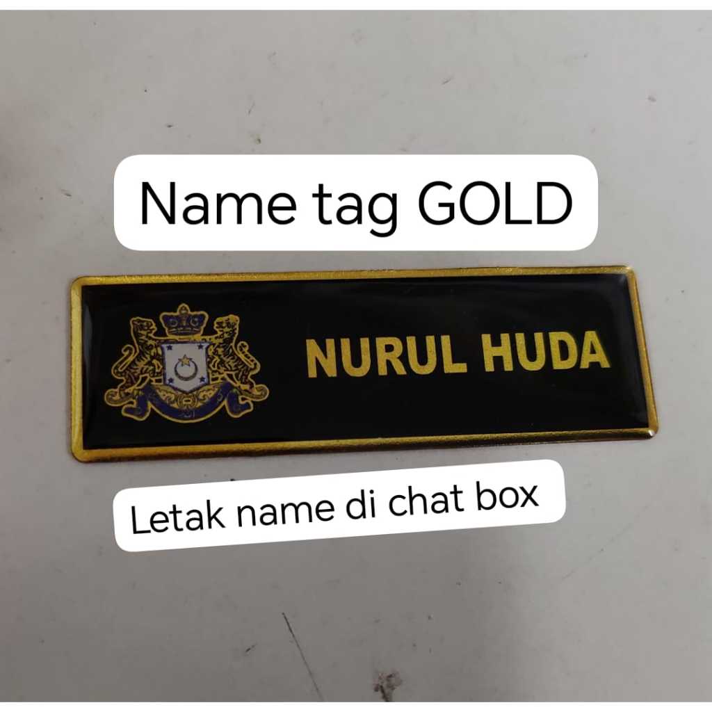 NAMETAG JATA JOHOR LOGO GOLD GOOD QULIATY NAMETAG JOHOR จาบาตัน awam