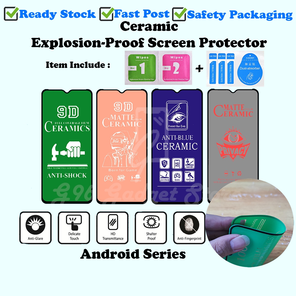 สําหรับ iQOO [Z10 Lite/Neo10/Z7/Z7x/Z9/Z9x/Z9 Lite/Neo 5s/Neo 6/Neo 6se/9se] ตัวป้องกันหน้าจอเซรามิก