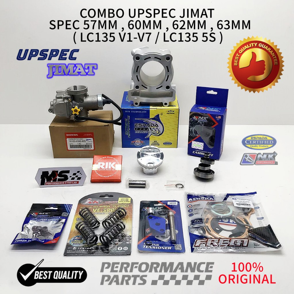COMBO UPSPEC JIMAT LC135 SPEC 57MM,60MM,62MM,63MM (USE HEAD STANDARD) KOMBO MOTOR LC135