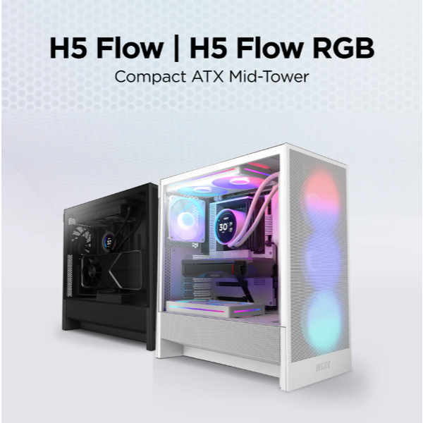 NZXT H5 Flow RGB / H5 Flow 2024 Compact ATX Mid-Tower Airflow PC Case