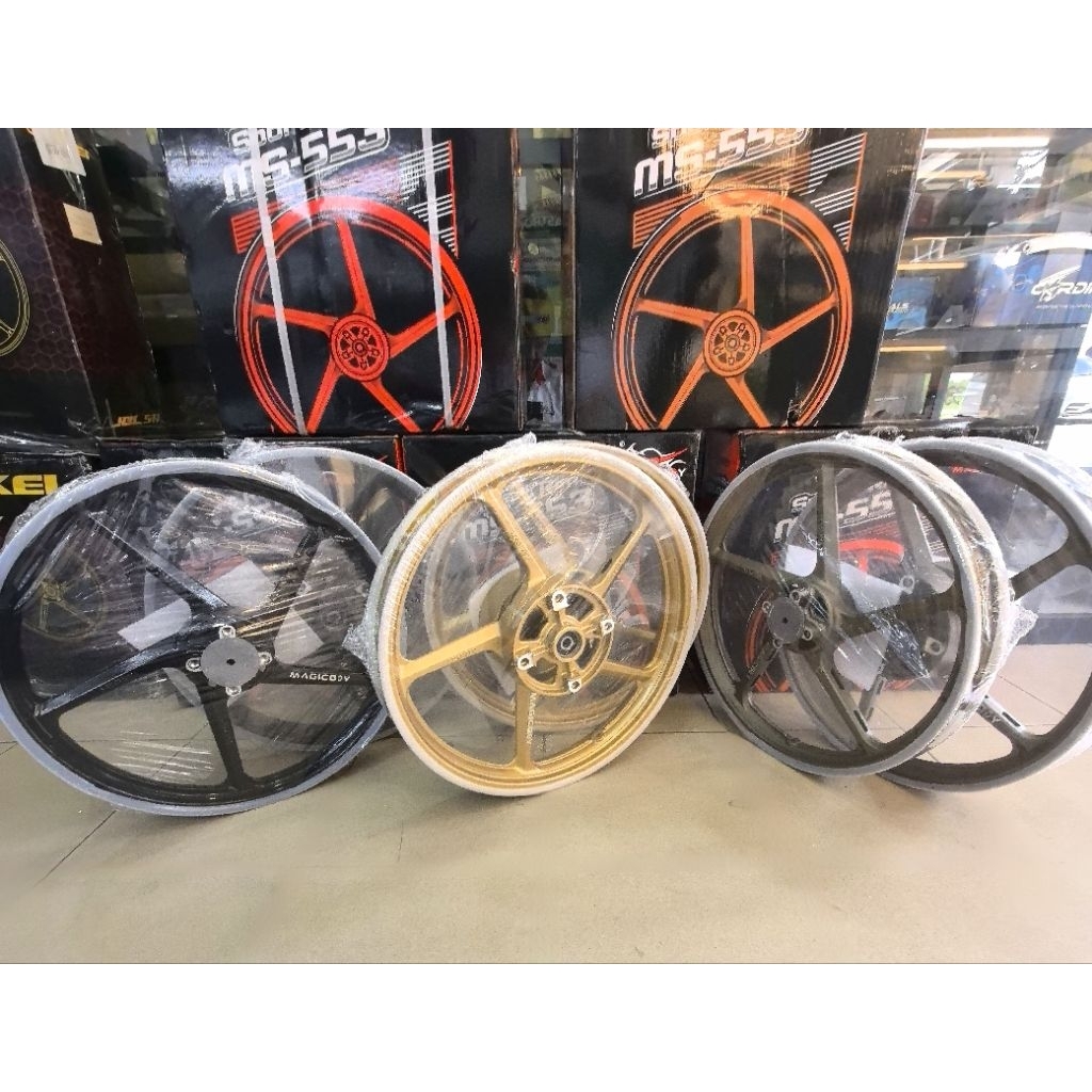 MAGIC BOY RS150 RSX150 160 /185-17 MS 553 SP500 DESIGN SPORT RIM (สีดํา /BROWN / GOLD)