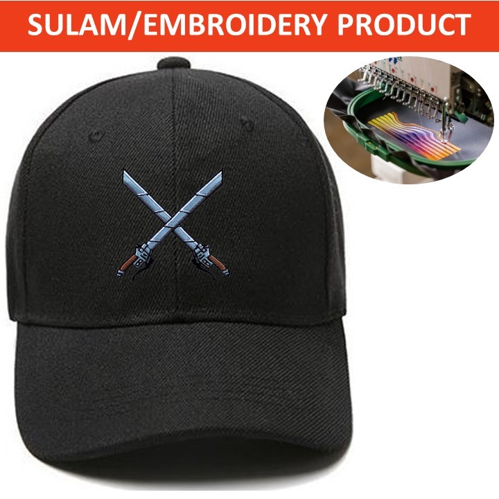 EMBROIDERY SULAM AOT ODM GEAR ANIME LOGO BASEBALL 100% POLYESTER CAP ADJUSTABLE STRAP สีดํา