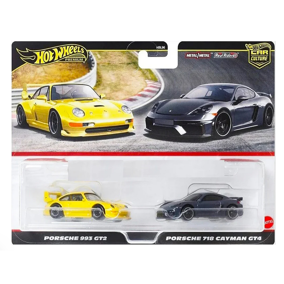 Hot Wheels วัฒนธรรมรถพรีเมี่ยม แพ็คคู่ Porsche 993 GT2 VS Porsche 718 Cayman GT4