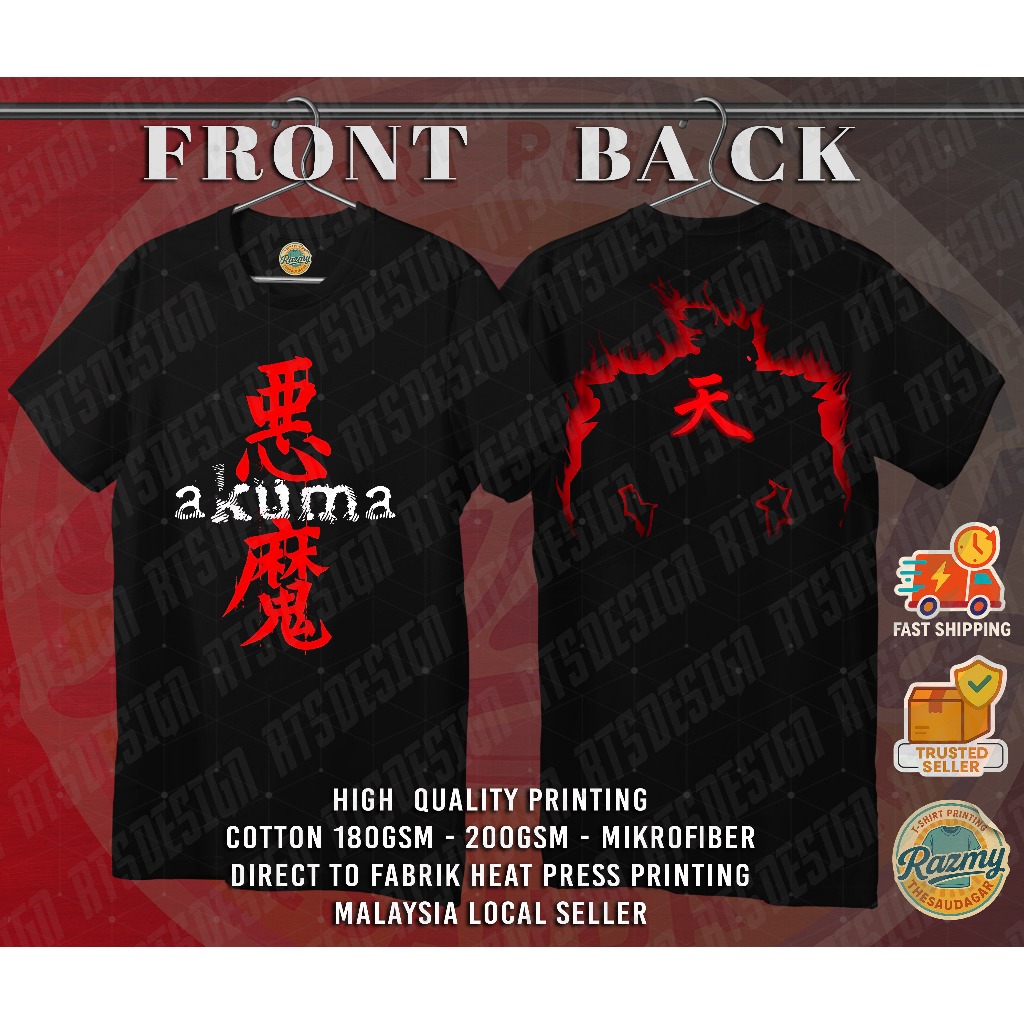 BAJU STREET FIGHTER AKUMA เสื้อยืด LENGAN PENDEK ROUNDNECK ผ้าฝ้ายพรีเมี่ยม ATAU MICROFIBER