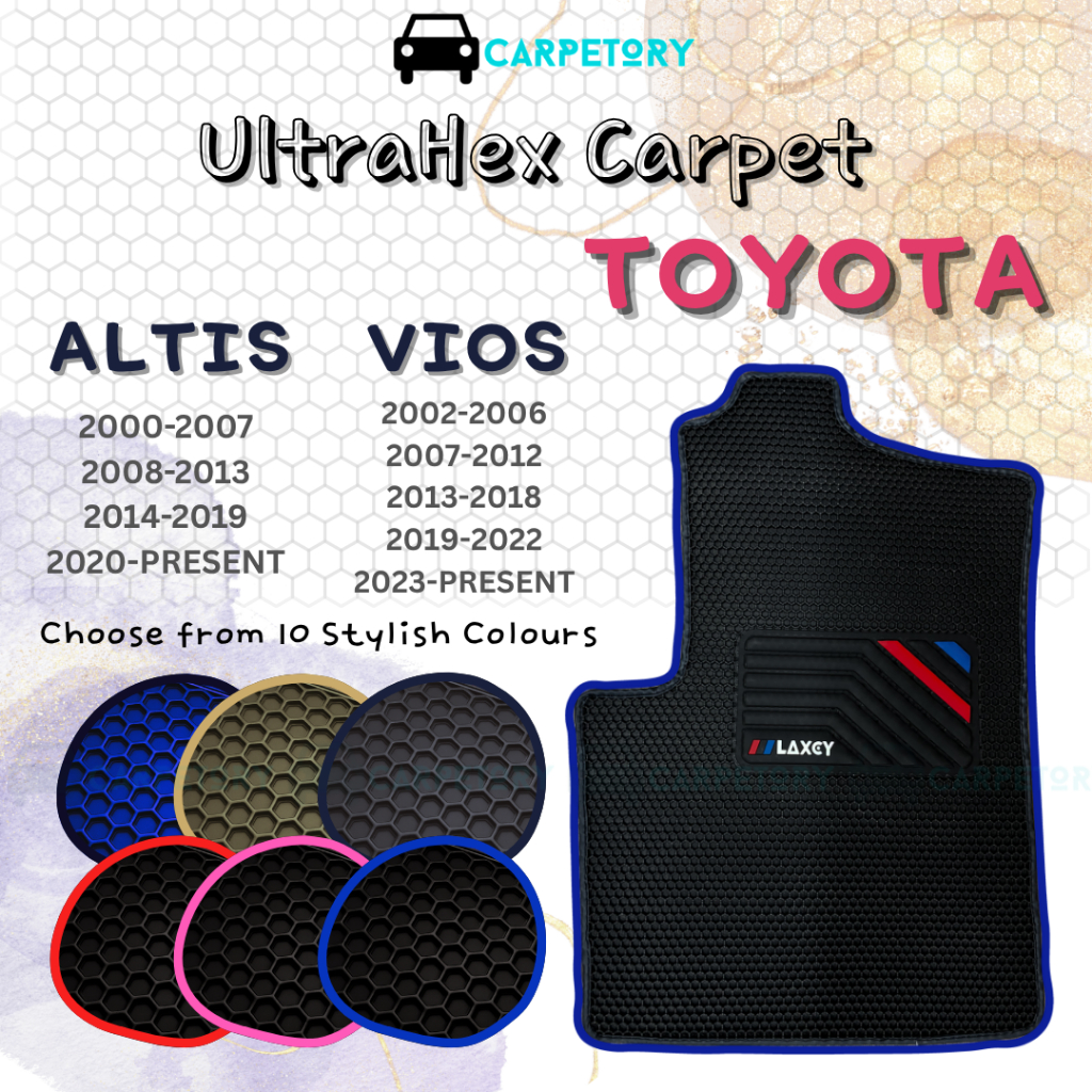 Toyota Altis Vios E120 E160 E150 E210 Xp40 Xp90 Xp150 Xp151 Honeycomb UltraHex พรมปูพื้นรถยนต์ 5D