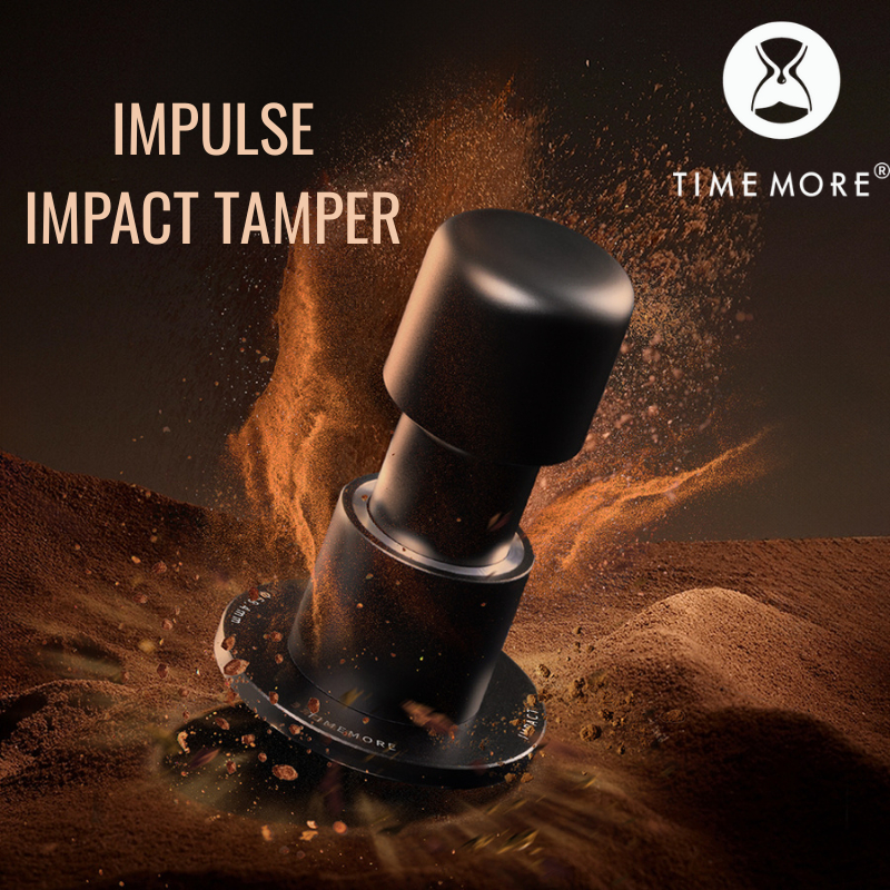 TIMEMORE Impulse Impact Coffee Tamper 58.4 มม. – Flat Base Espresso Tamper พร้อม Rebound Force สําหร