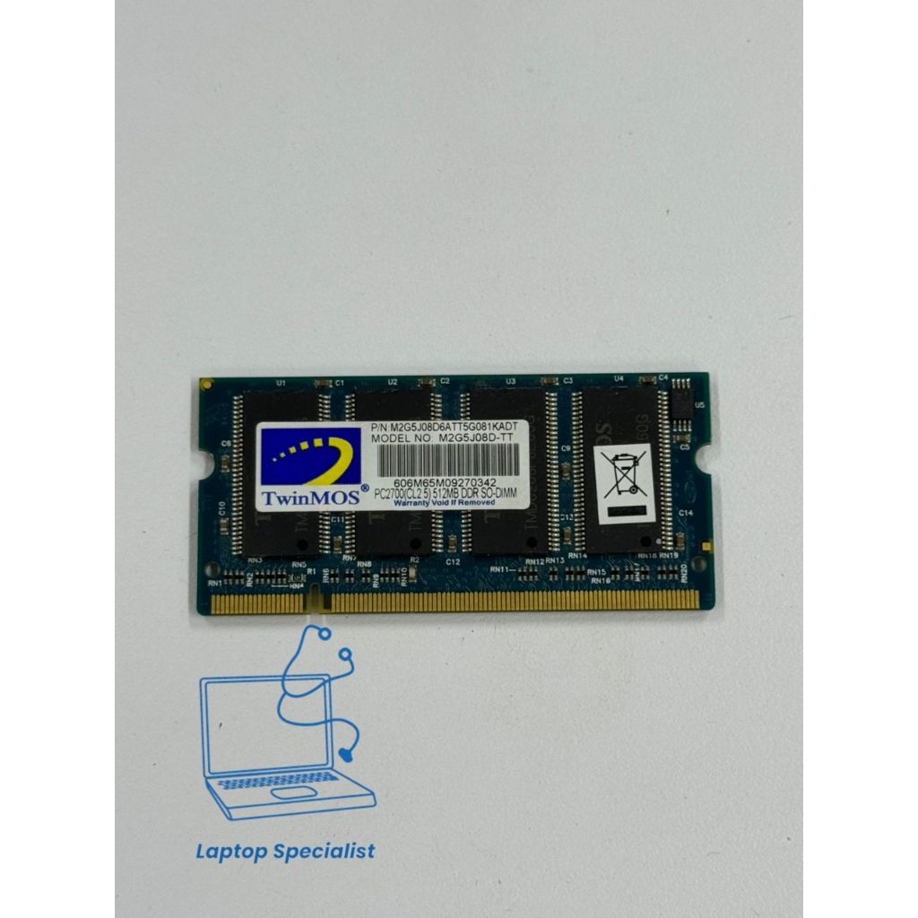 TwinMOS 512MB DDR PC2700 SO-DIMM แล็ปท็อป RAM M2G5J08D-TT CL2.5
