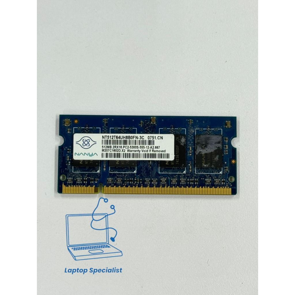Nanya 512MB DDR2 PC2-5300S แล็ปท็อป RAM CL5 NT512T64UH8B0FN-3C
