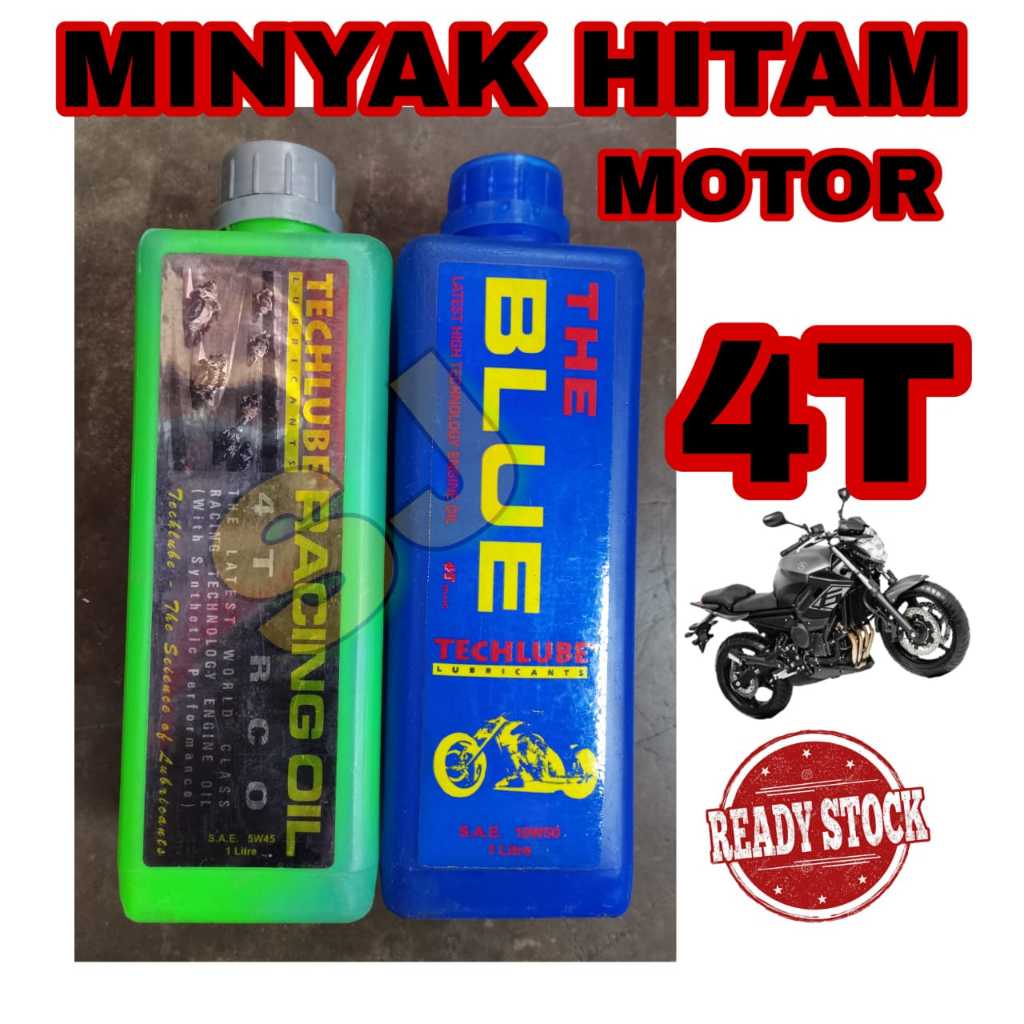 TECHLUBE 4T THE BLUE SAE 10W50 (1 ลิตร) - 1 BOTOL100% THE BLUE RACING OIL 4T RCO OE 1L